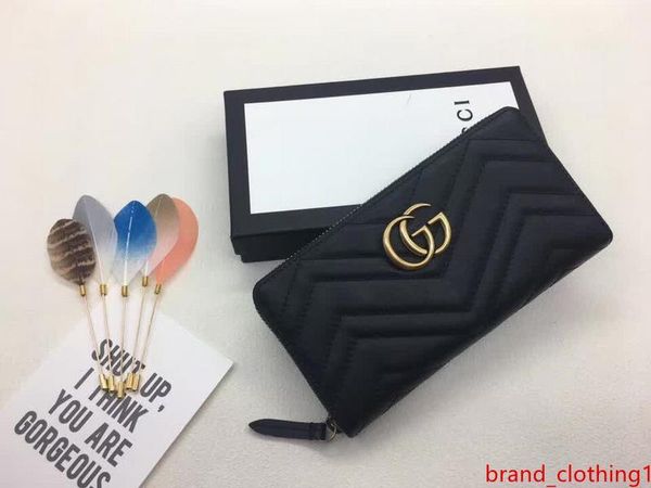 

luxury celebrity design letter metal buckle v-shaped zipper wallet cards pack cowhide leather 440887 purse clutch