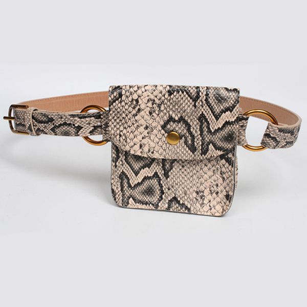 

2019 designer women waist pack serpentine fanny pack pu leather chest bag female fashion snake skin belt bag purse