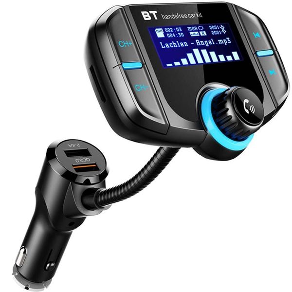 

car lcd bluetooth mp3 player fm transmitter hands-call qc3.0 usb charger