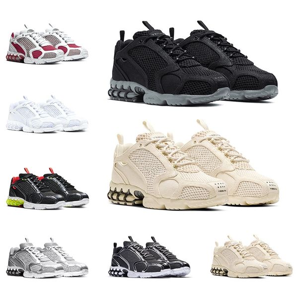 

zoom spiridon caged men running shoes triple white black metallic silver lemon venom mens womens trainers sports sneakers chaussures 36-45, White;red