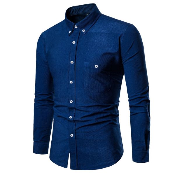 

new autumn fashion brand men clothes slim fit men long sleeve shirt corduroy casual shirt social plus size -5xl, White;black