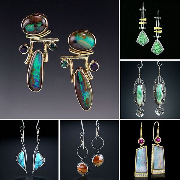 

vintage resin pendants drop earrings for women 2019 creative hanging retro ethnic boho dangle earrings indian jewelry o5c, Silver