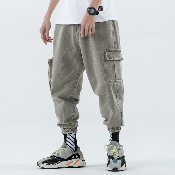 

spring summer men joggers hip hop harem pants men streetwear street punk embroidery casual trousers popular loose cargo pants, Black