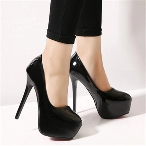 

2020 new super high heel high heel women shoes platform low to help new heels, Black