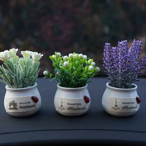 

car mini simulation plant ornaments lovely green plant chrysanthemum rose lavender flower dashboard car decor