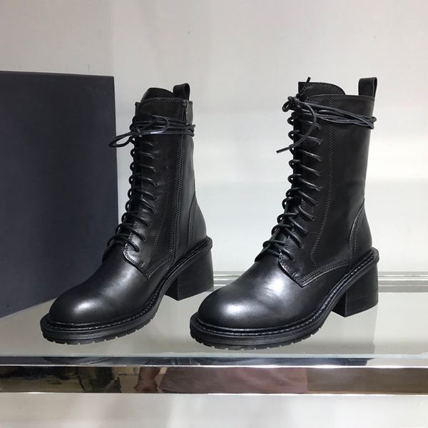 

designer boots leather men women heavy-duty soles snow boots casual martin boots wholesale fashion luxury shoes size 35-40, Black