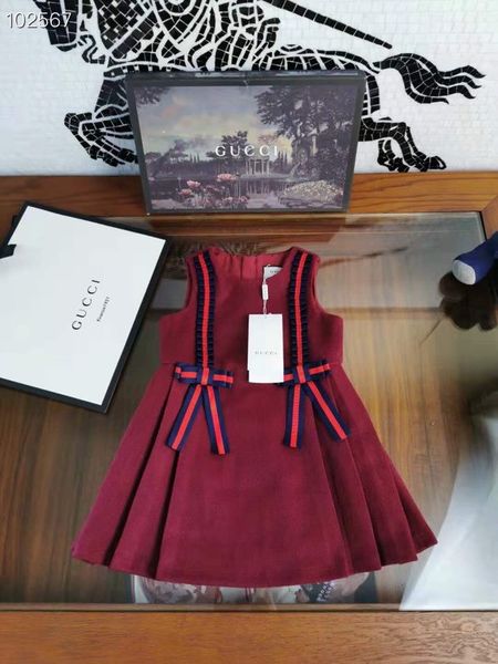 

winter girl princess bowkknot dresses teenager fashion sleeveless vest dress christmas party children retail dress, Red;yellow