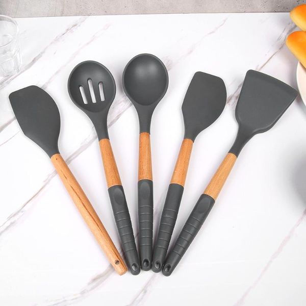 

силиконовые кухонные шпатель дуршлаг ложка масло скребок ж / бук ручкой