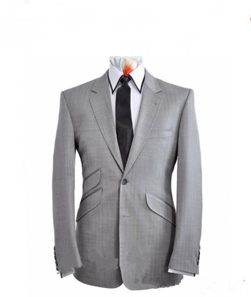

new arrival 3 pieces two button light grey groom tuxedos groomsmen peak lapel man wedding prom dinner suits (jacket+pants+tie) 1444, Black;gray