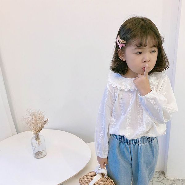 

white baby girl shirt 2020 new style falbala long sleeve sweet blouse baby clothes e5870, White;black