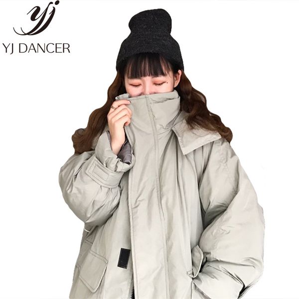 

autumn winter 2018 new jacket korean version of the loose long hooded warm cotton coat solid color cotton jacket women css332, Black