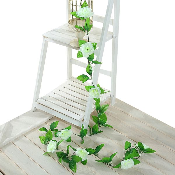

235cm artificial rose vine ivy leaf silk roses with green leaves for wedding home decoration hanging garland