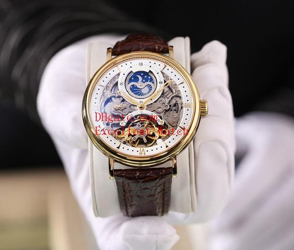 

6 sell the men's watches 42 mm w69016z4 w692008118k yellow gold hollow out dial automatic mechanical leather strap men's watch, Slivery;brown