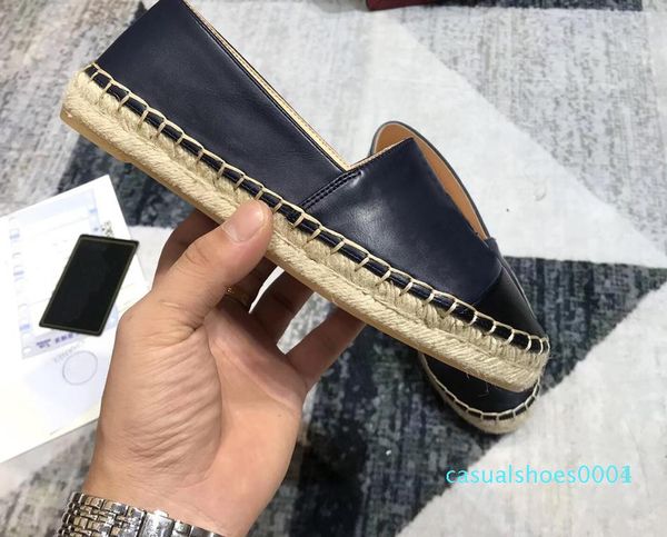 

espadrilles women designer casual shoes luxury leather slip-on platform shoes men espadrilles sandals with box size 34--42 c01, Black