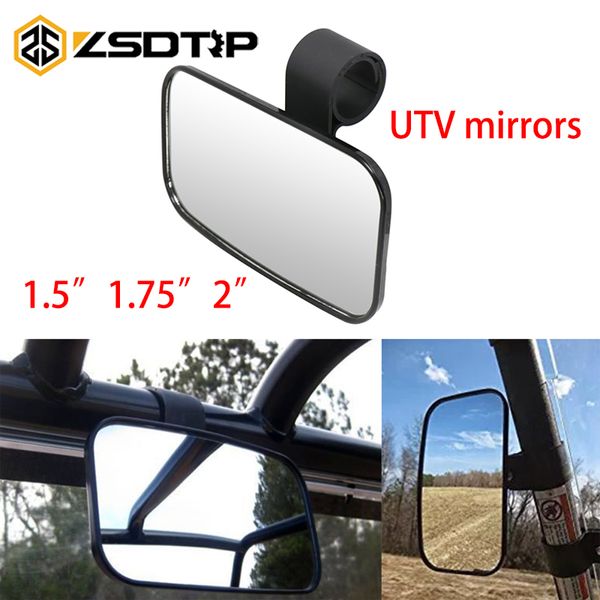 

zsdtrp utv/atv rearview mirror with shatter-proof tempered glass universal rear view mirrors for 1.5"/1.75"/2" roll cage