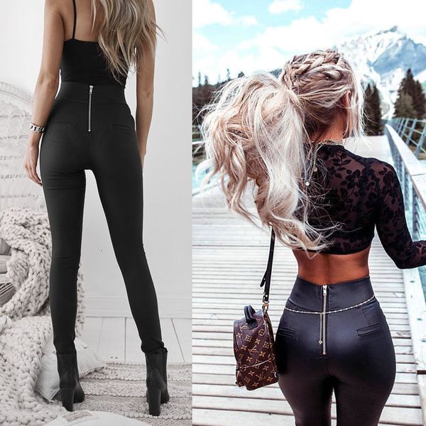 

women pants women trousers fashion women leather zipper harem pants black casual high waist pants skinnytrousers pantalon pencil, Black;white
