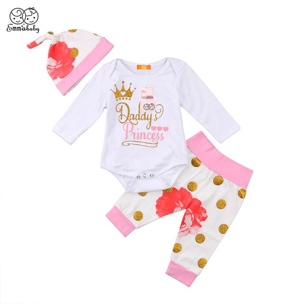 

малыш новорожденный девочка цветочный комплект одежды с длинным рукавом комбинезон письма печатные боди брюки брюки шляпа наряды 3 шт. компл, Pink;blue