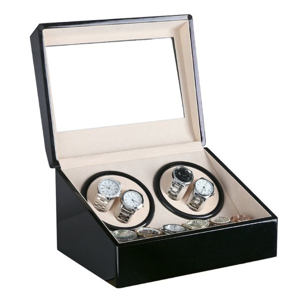 

4+6 automatic mechanical watch winder high class motor shaker watch box jewelry holder display us/eu/au/uk plug, Black;blue