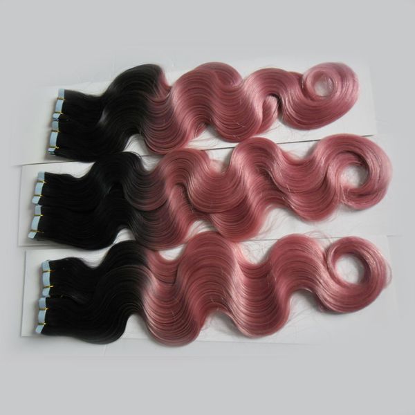 Body Wave Echthaarverlängerungen, Tape in Hair, 120 Stück, Tape in Remy Echthaarverlängerungen, nahtloser Hautschuss, selbstklebend, 300 g, zum Aufkleben