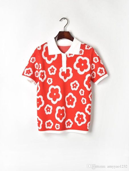 

4172019 весна лето бренд тот же стиль кинт лацкан шеи пуловер высокое качество с коротким рукавом женская одежда класса люкс xiaoermei, White;black