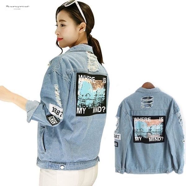 

print denim jacket bomber spring women 2019 jacket autumn women plus size jeans jacket women oversize casual boodinerinle, Black;brown