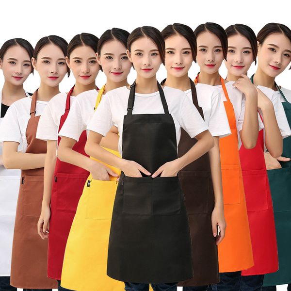 

women adjustable aprons home waterproof solid color apron cooking party bbq dining party kitchen apron pinafore #10t