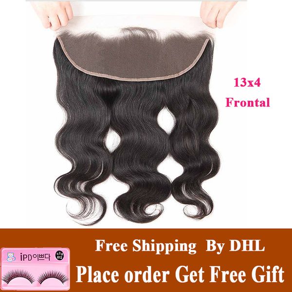 

13 * 4 уха до уха кружева фронтальная закрытие body wave virgin бразильский полный шнурок фронтальная затворы с ребенком волос перуанской ма, Black