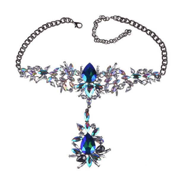 

bk new fashion luxury necklace colorful crystals rhinestones resin bead statement pendant bib collar choker tribal woman jewelry, Golden;silver