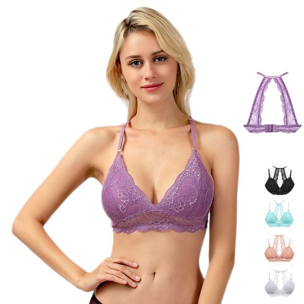 

женщины underwears wireless бюстгальтеры 3 4 женщины кубок lace бюстгальтер bralette женский треугольник назад белье zero pressure без ведущ, Red;black