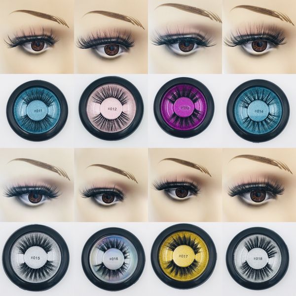 

3d mink eyelashes colorful round box natural long handmade false mink eye lashes 10 styles mixed style 2019new arrive