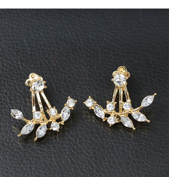 

crystal earrings spalking crystal ear earring leaf earring, Golden;silver