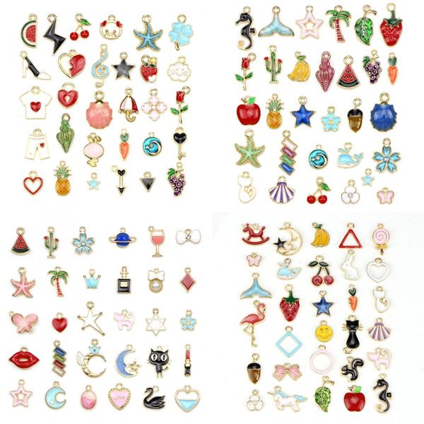 

1pack mix gold metal enamel charms for earring fashion jewelry making charm and pendants for bracelet dangle assorted mixed lot, Bronze;silver