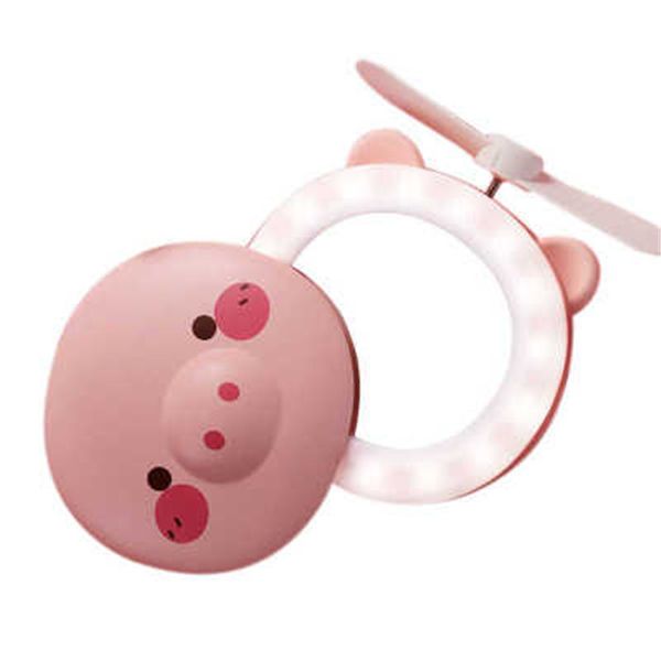 

led cosmetic mirror fan pig fan usb charging with explosion for family travel tools birthday gifts party favor