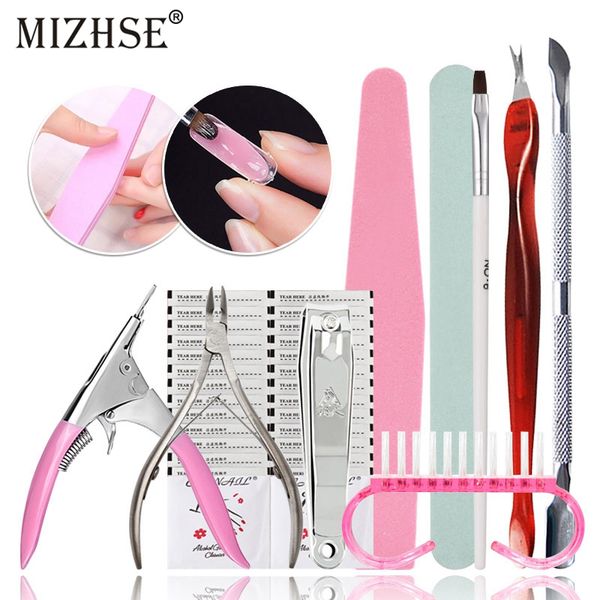 

mizhse 10pcs nail art manicure kits polish remover paper pads nail files brush durable buffing grit sand fing art tool
