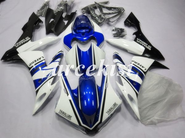 

4 gifts injection mold new abs motorcycle full fairings kits fit for yamaha yzf-r1 2004 2005 2006 04 05 06 bodywork set white blue