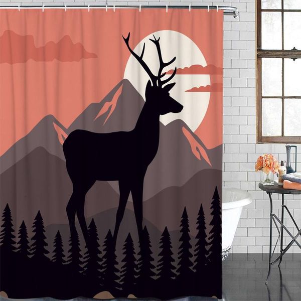 

modern curtain forest animal deer sunset printed bathroom shower curtain bathroom decor waterproof fabric shower