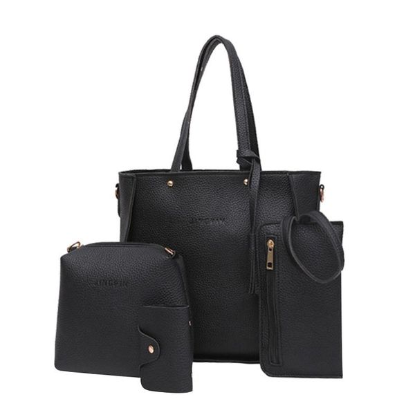 

4pcs woman bag set casual female bags tote purse handbag four-piece shoulder bag messenger purse sac a main #lr4