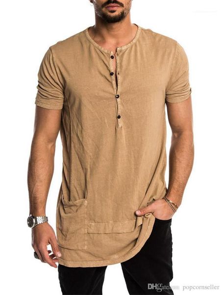 

pocket stitching short sleeve single breasted loose male shirt homme mens designer t shirts solid color, White;black