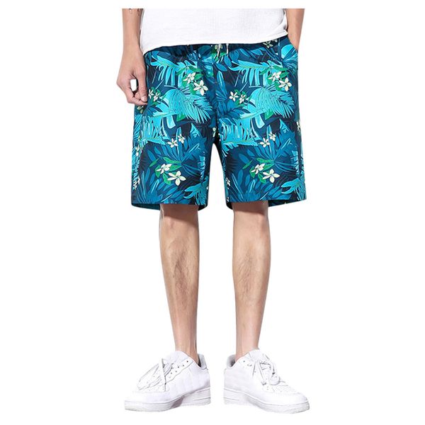 

free ostrich 2019 летние мужские шорты новая мода повседневная тенденция свободные мелкие свежие растительные принты пляжные повседневные шо, White;black