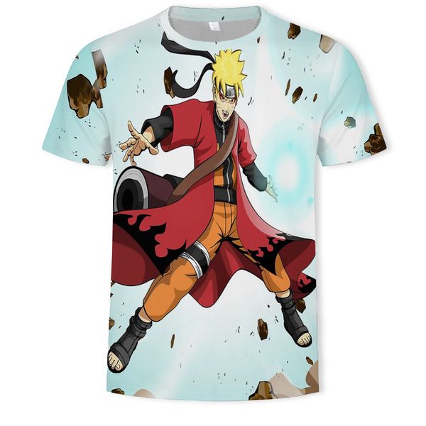 

mens designer casual naruto 3d short-sleeved printed t-shirt, White;black