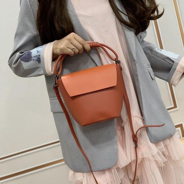 

spring new real leather bucket bag women genuine leather handbags small tote shoulder crossbody bag high quality