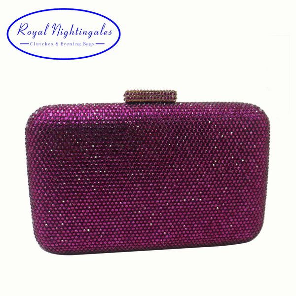 

royal nightingales large hard box crystals clutch purse evening bags red black purple navy white silver green grey gold cj191209, Black;red