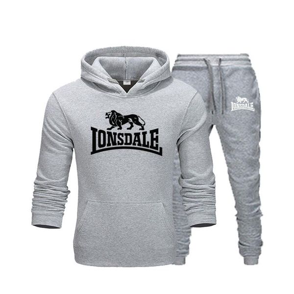 

новая марка одежды для мужчин пуловеры свитер хлопка мужчины костюмы hoodie два кусочка + брюки спортивные рубашки осень-зима спортивный кос, Gray