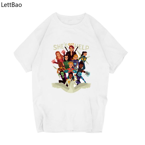 

camisa summer she's got help printed tee short sleeve funny t shirts loose men/women marvel t shirt classic fashion t-shirt, White;black
