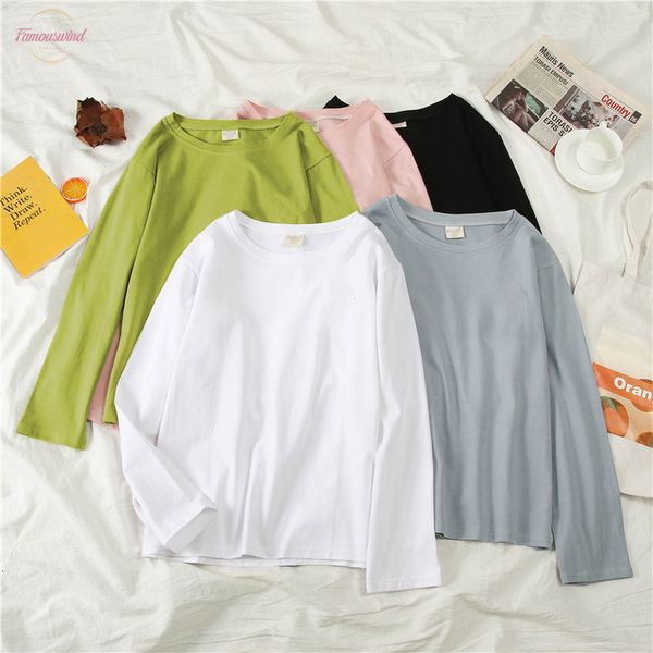 

t shirt korean clothes long sleeve shirt women plus size autumn fall white black tee cotton 2020 casual yellow feminina