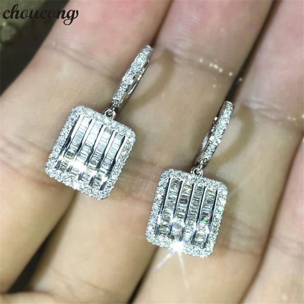 Choucong Handmade Серьги Т-образные 5A циркон Стерлингового серебра 925 пробы Свадьба Обручальные Серьги Мотаться для женщин ювелирные изделия