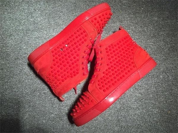 

2018 men shoes red bottom sneaker luxury party wedding shoes,genuine leather louisfalt spikes lace-up black white casual shoes