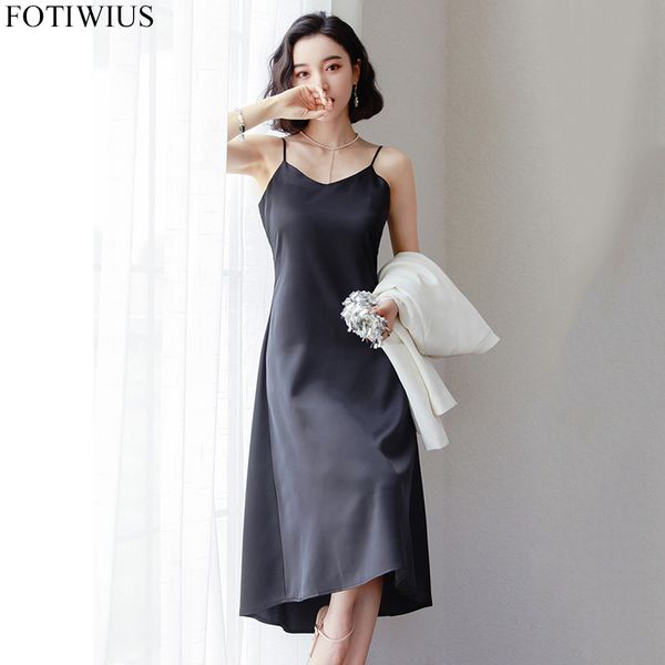 

summer satin dress women pink black spaghetti strap backless dress party night club long silk slip dress 2020 robe femme, Black;gray
