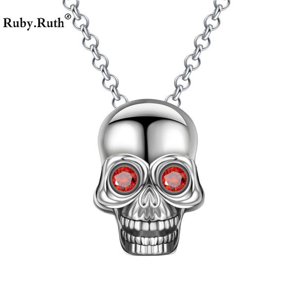 

skull zircon crystals necklace pendant chain man woman necklaces jewelry dropshipping, Silver