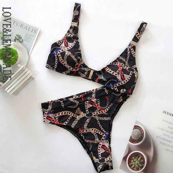 

love & lemonade high waist geometric print women's bikini lmsw16